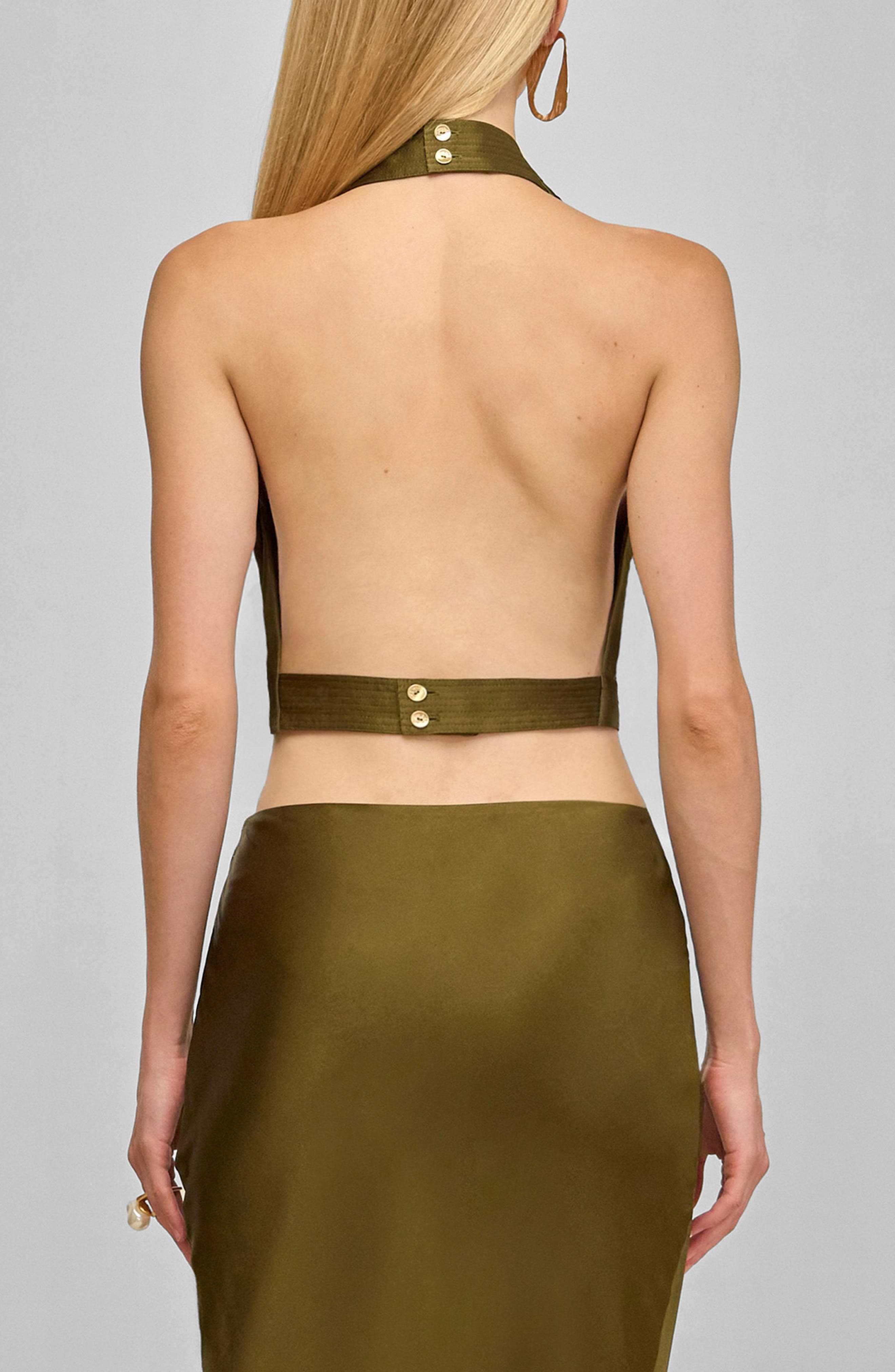 Adrienne Stretch Silk Halter Top - image 2