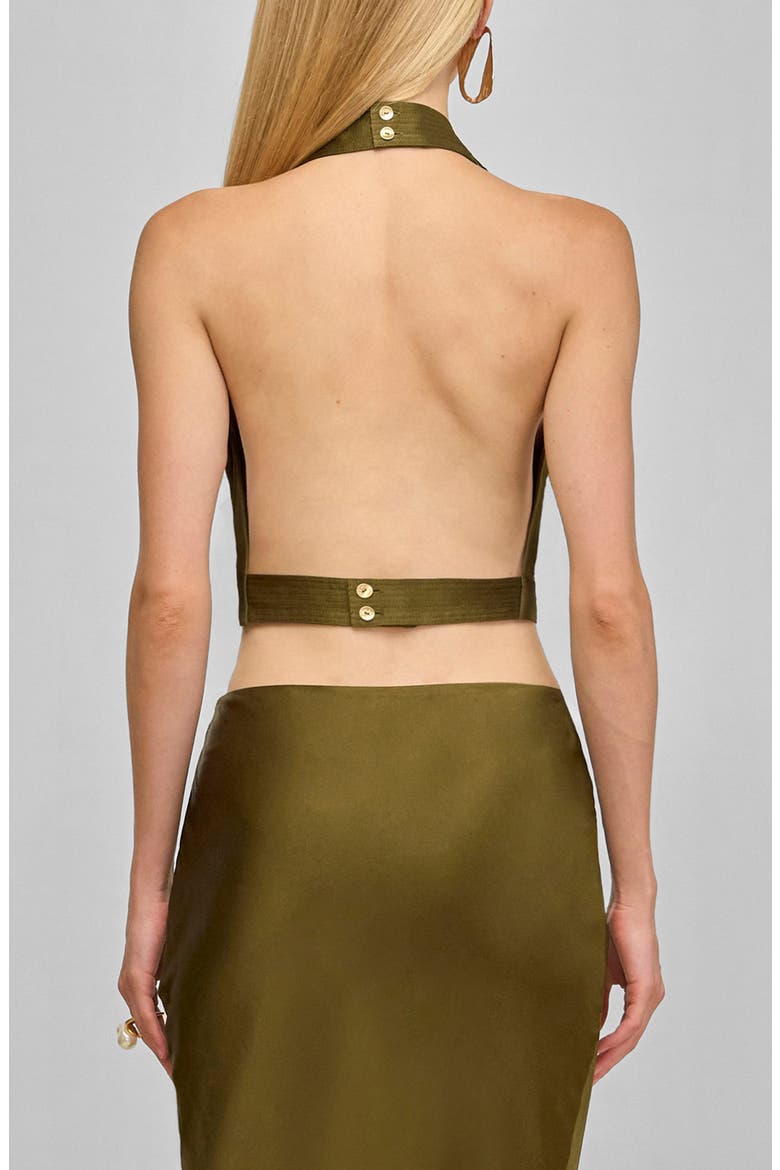 Adrienne Stretch Silk Halter Top, Alternate, color, ROSEMARY
