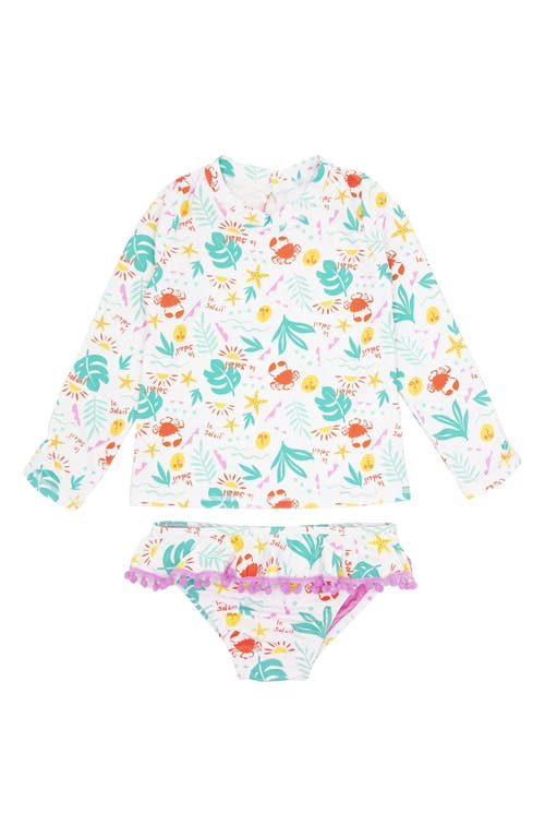 Feather 4 Arrow Sandy Toes Two-piece Rashguard Swimsuit In Ecru