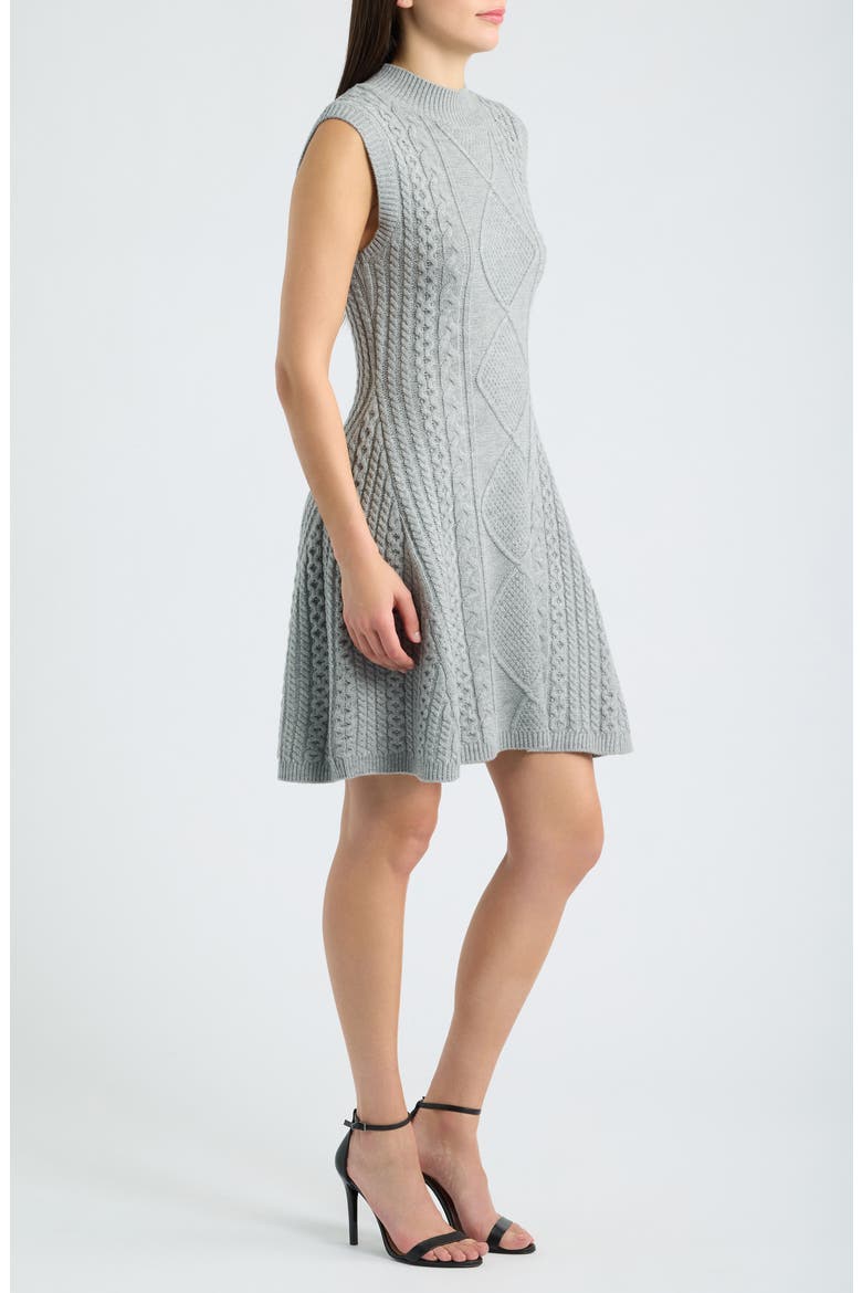 Cable Stitch Sleeveless Sweater Dress, Alternate, color, GREY