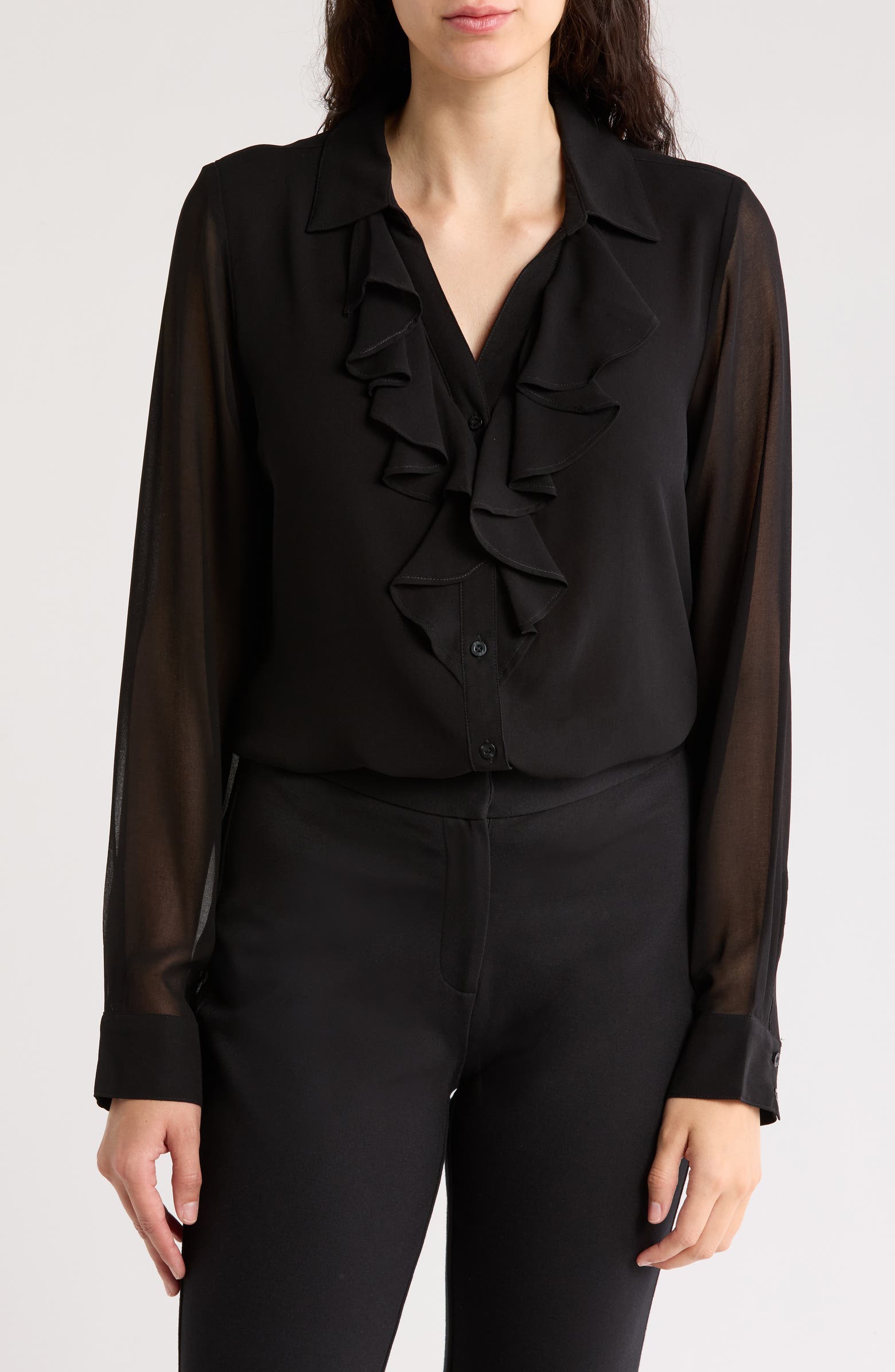 Calvin Klein Ruffle Button-Up Top | Nordstromrack