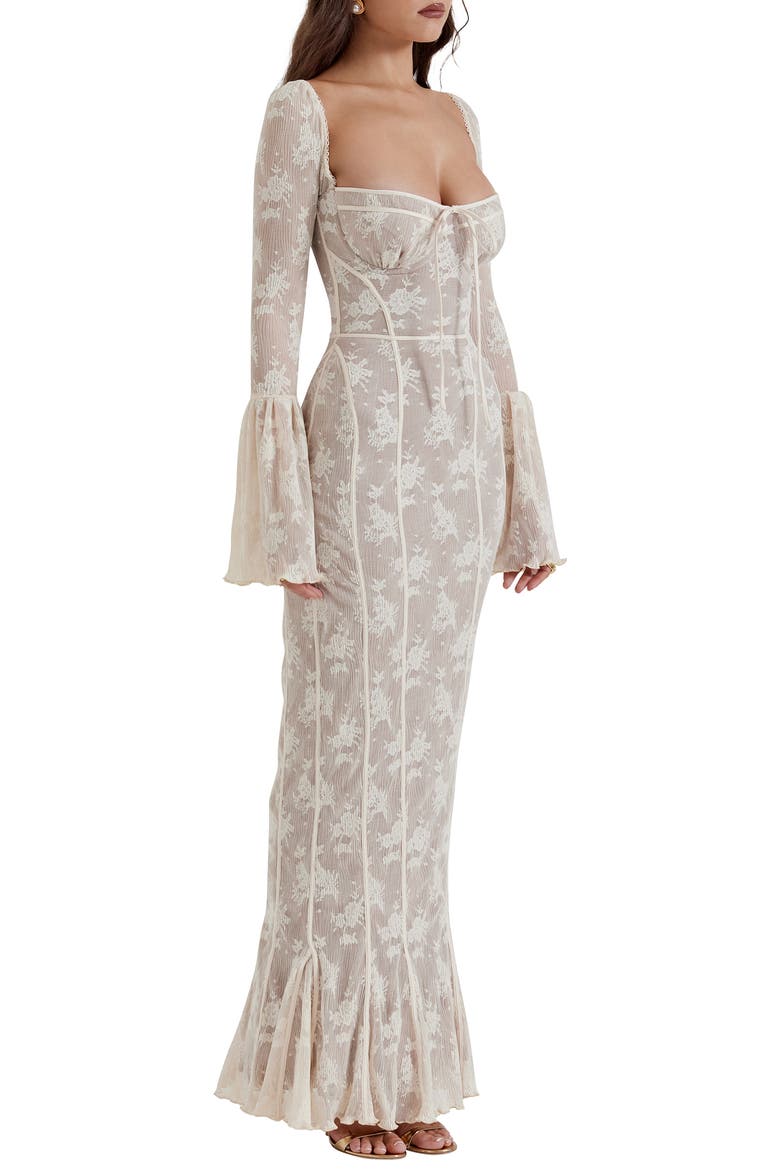 delilah floral long sleeve lace maxi dress Delilah Vintage Cream Lace Maxi Dress