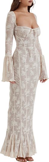 Delilah Floral Long Sleeve Lace Maxi Dress
