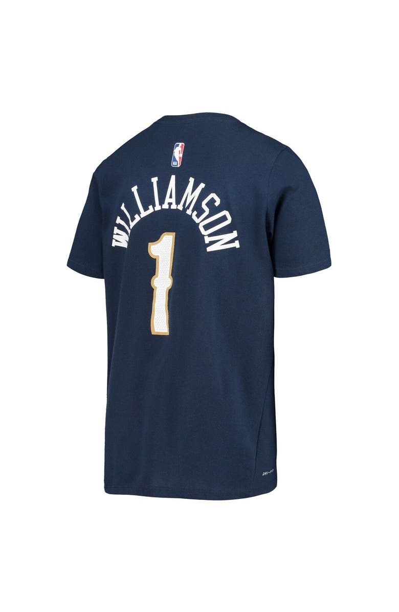 Nike Youth Nike Zion Williamson Navy New Orleans Pelicans Logo Name & Number Performance T-Shirt, Alternate, color, 