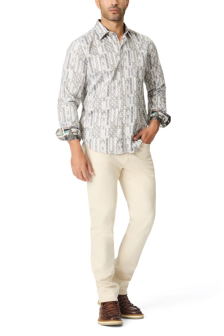 Missing Links Long Sleeve Stretch Cotton Shirt, Alternate, color, KHAKI