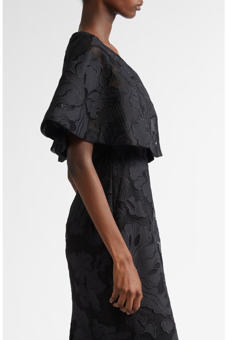 Floral Appliqué Reversible Capelet, Alternate, color, BLACK