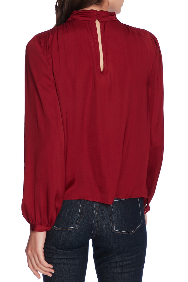 Mock V-Neck Blouse, Alternate, color, RICH CRANBERRY