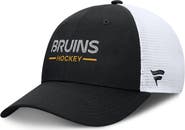 FANATICS Men's Fanatics Black/White Boston Bruins Authentic Pro Rink Lockup Adjustable Trucker Hat