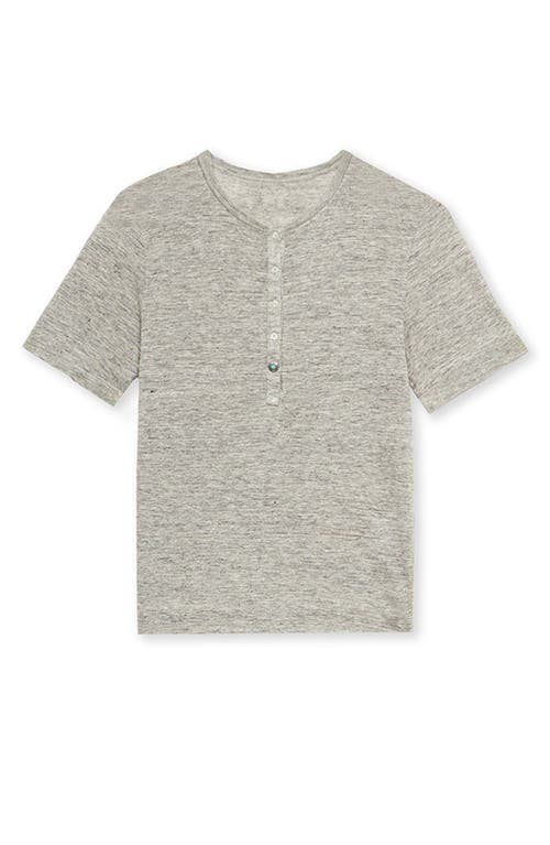 Fortela Charlie Henley Linen Jersey T-shirt In Gray