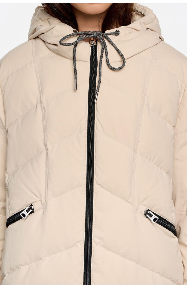 Bimba y Lola Fur Straight Cut Hooded Puffer, Alternate, color, Ivory