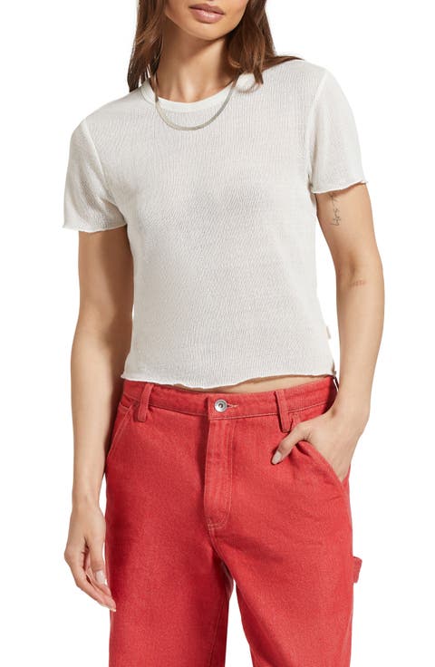 Semisheer Knit Short Sleeve Top