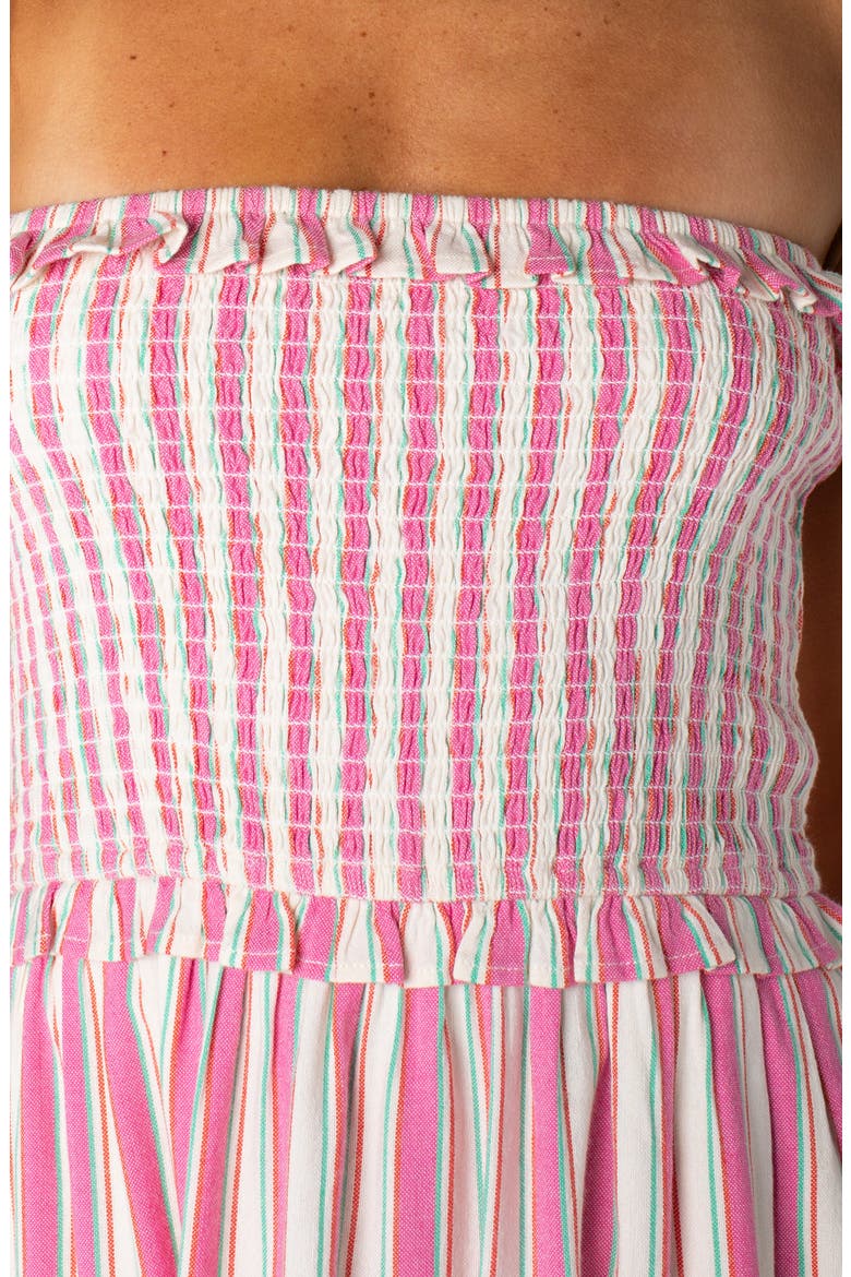 Avalon Stripe Strapless Midi Dress, Alternate, color, DEW