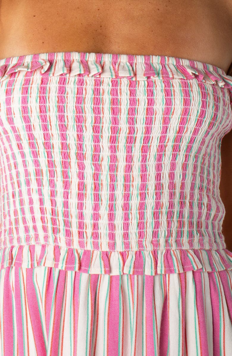 Roxy Avalon Stripe Strapless Midi Dress, Alternate, color, 