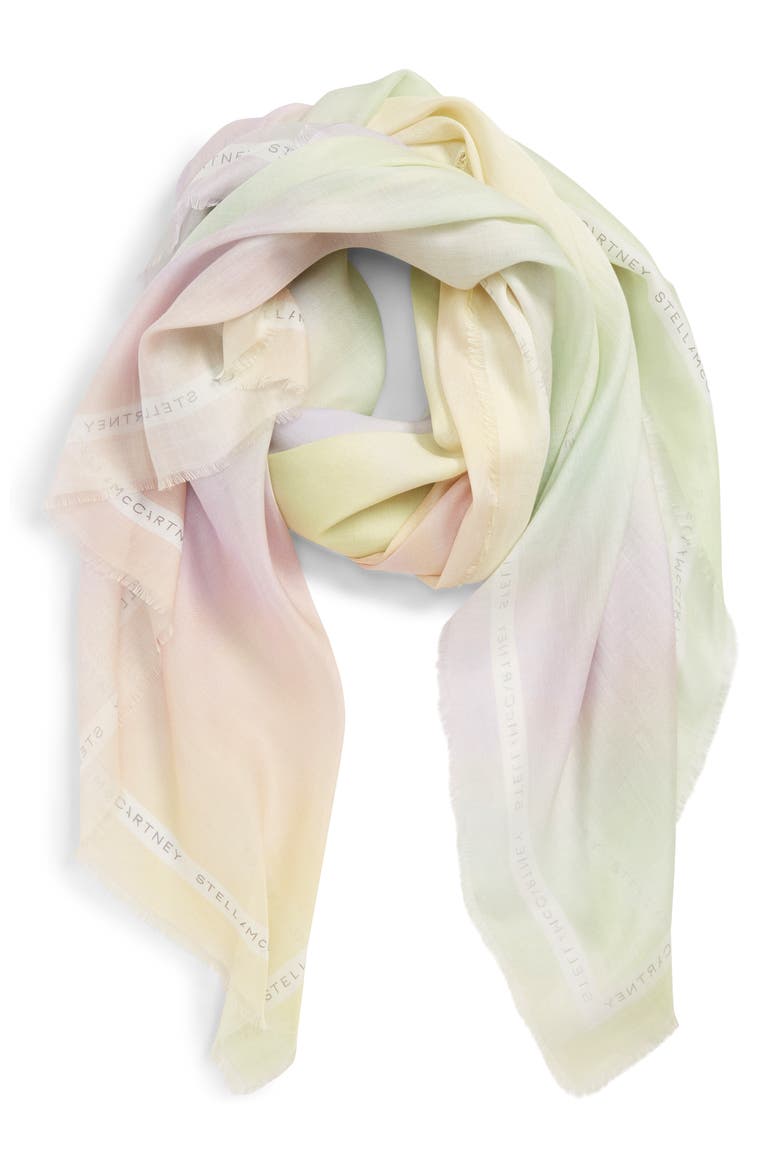 Tie Dye Silk & Modal Scarf, Main, color, MULTI/ LIGHT BLUE