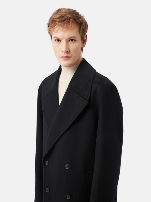 Gobi Mongolian Cashmere Double-breasted Cashmere Coat For Men In Black