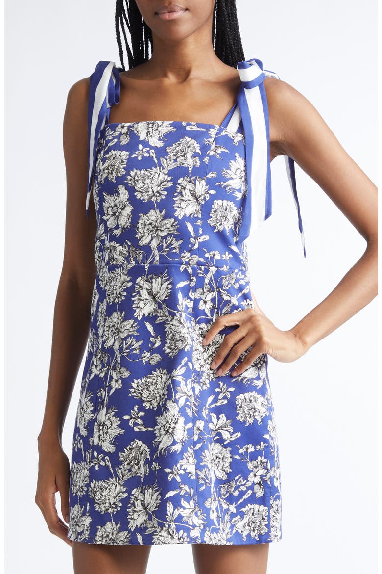 Maryann Floral Print Tie Shoulder Minidress, Alternate, color, BLOOMING WILD INDIGO