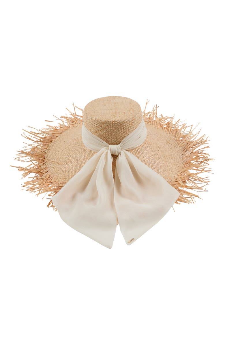 Eugenia Kim Mirabel Scarf Fringed Straw Sun Hat, Main, color,