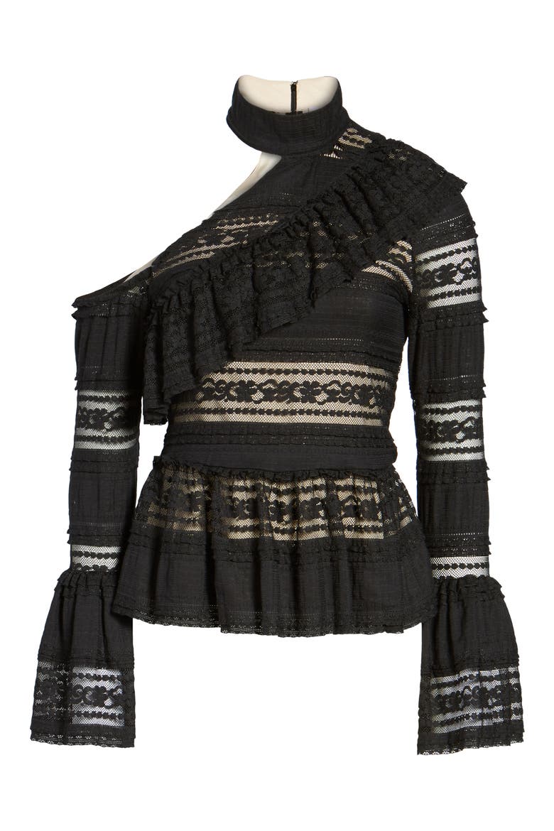 Nicola One-Shoulder Blouse, Alternate, color, BLACK
