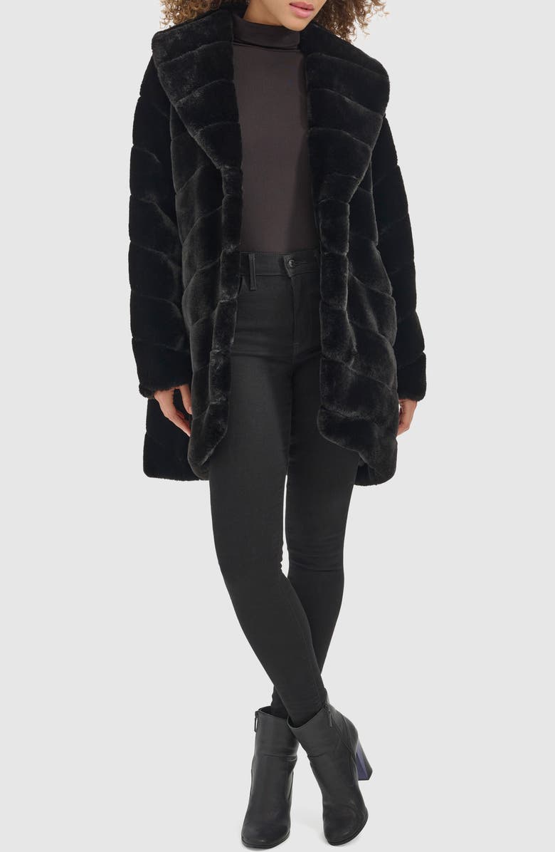 Kenneth Cole New York Grooved Faux Fur Coat, Alternate, color, 