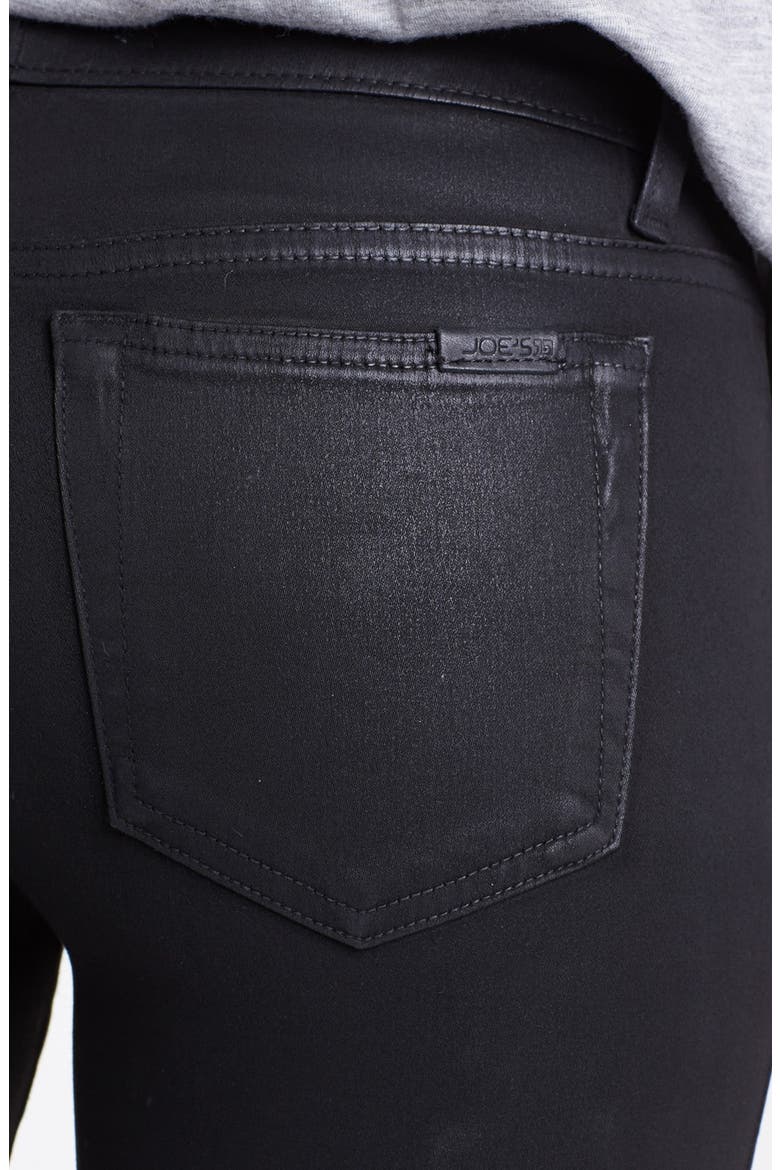 Ruched Coated Skinny Jeans, Alternate, color, JET BLACK
