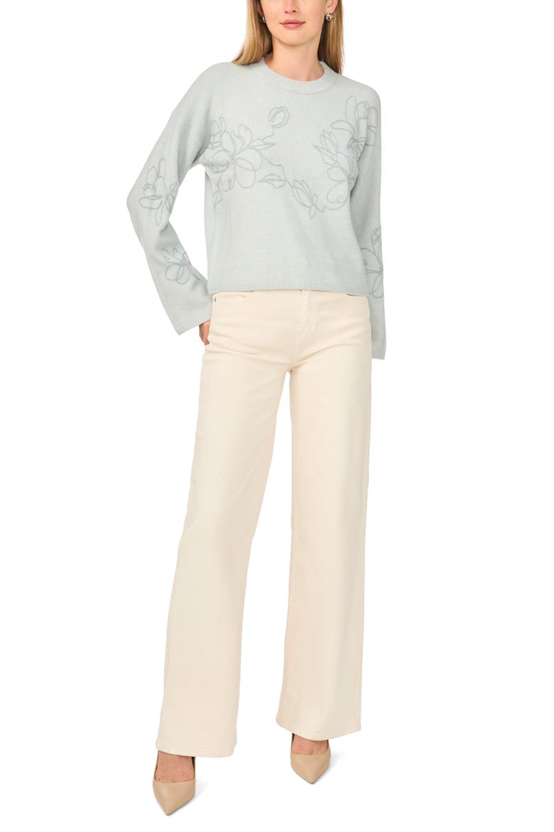 Floral Embroidered Crewneck Sweater, Alternate, color, ERICA BLUE