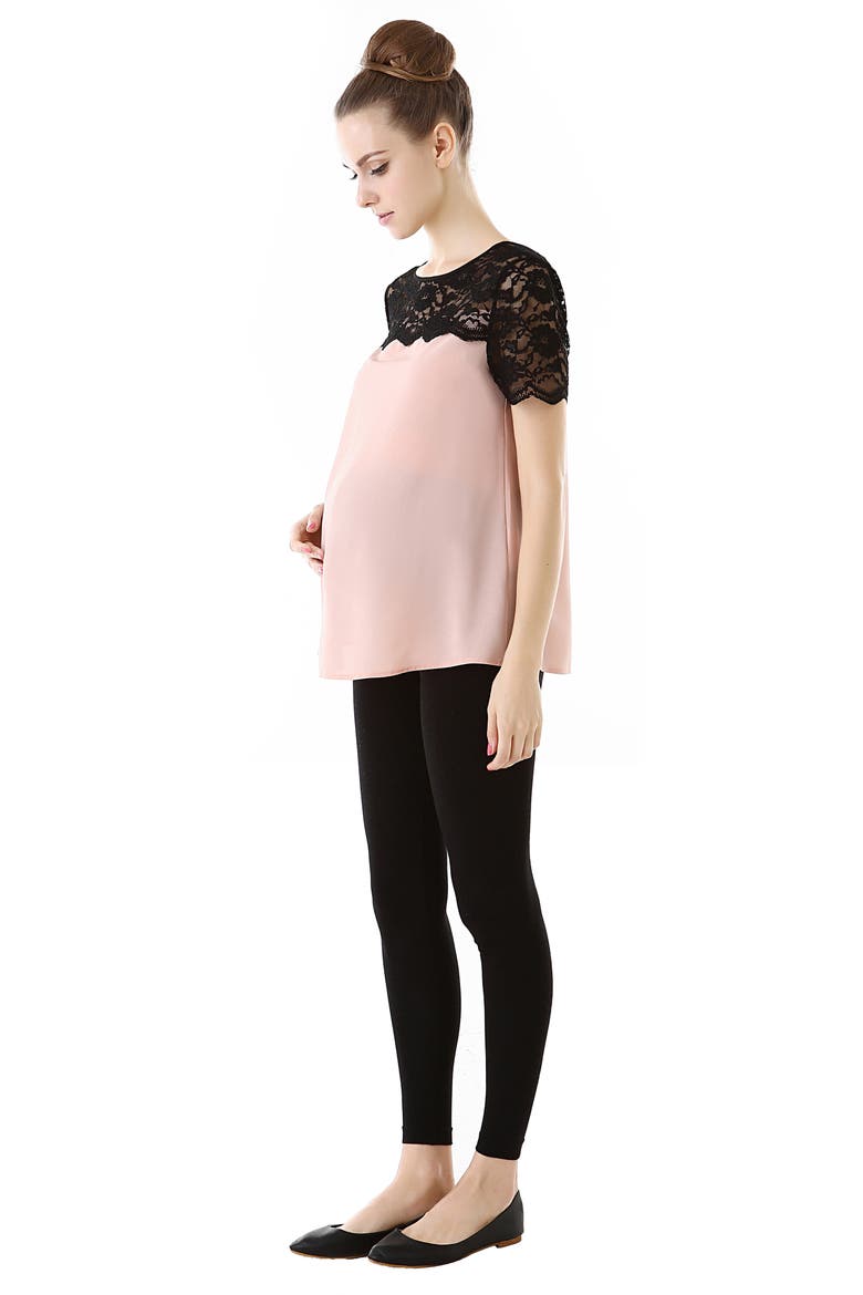 Lace Yoke Maternity Blouse, Alternate, color, BLUSH