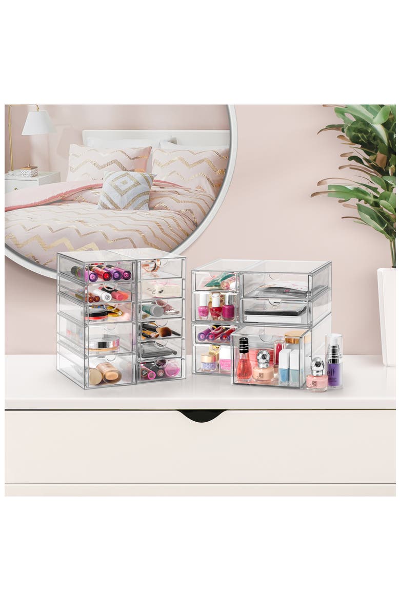 4-Pack 18-Drawer Storage Organizers, Alternate, color, CLEAR