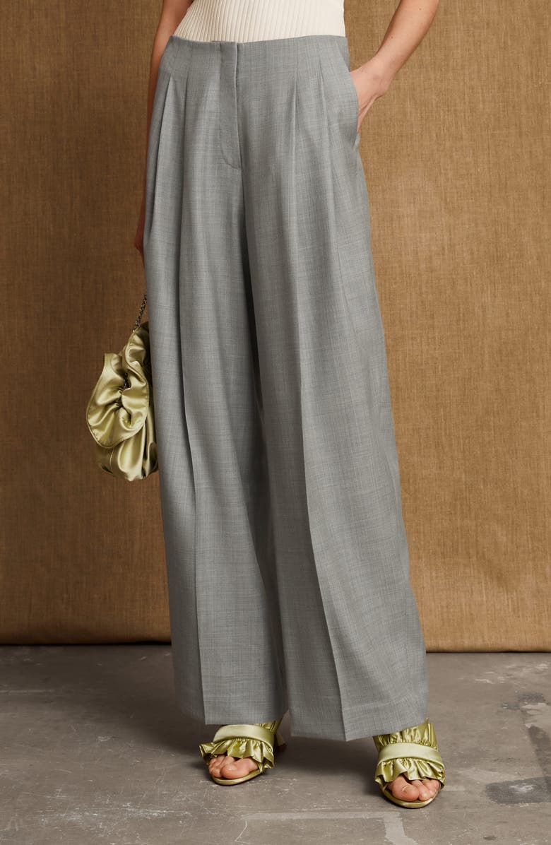 & Other Stories High Waist Wide Leg Wool Blend Trousers, Alternate, color, 