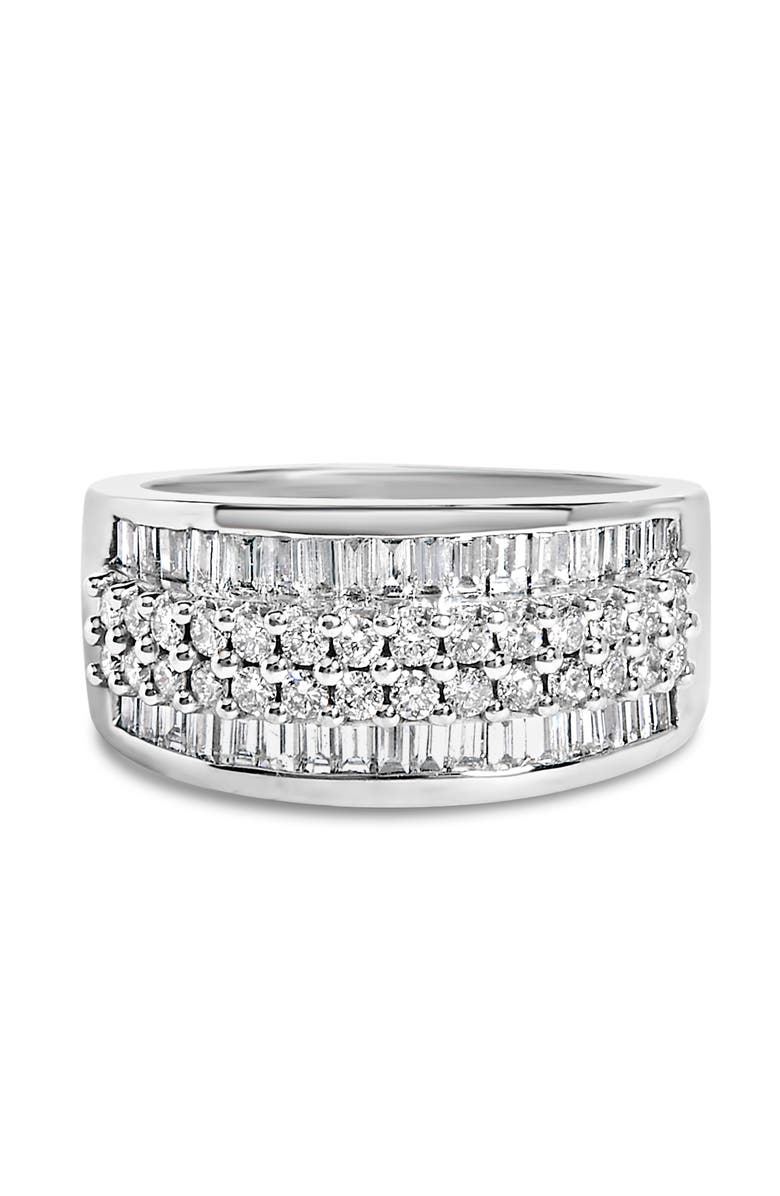 Haus of Brilliance 14K White Gold Round and Baguette 1 1/2 Cttw Diamond Ring, Main, color, White Gold