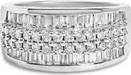 Haus of Brilliance 14K White Gold Round and Baguette 1 1/2 Cttw Diamond Ring