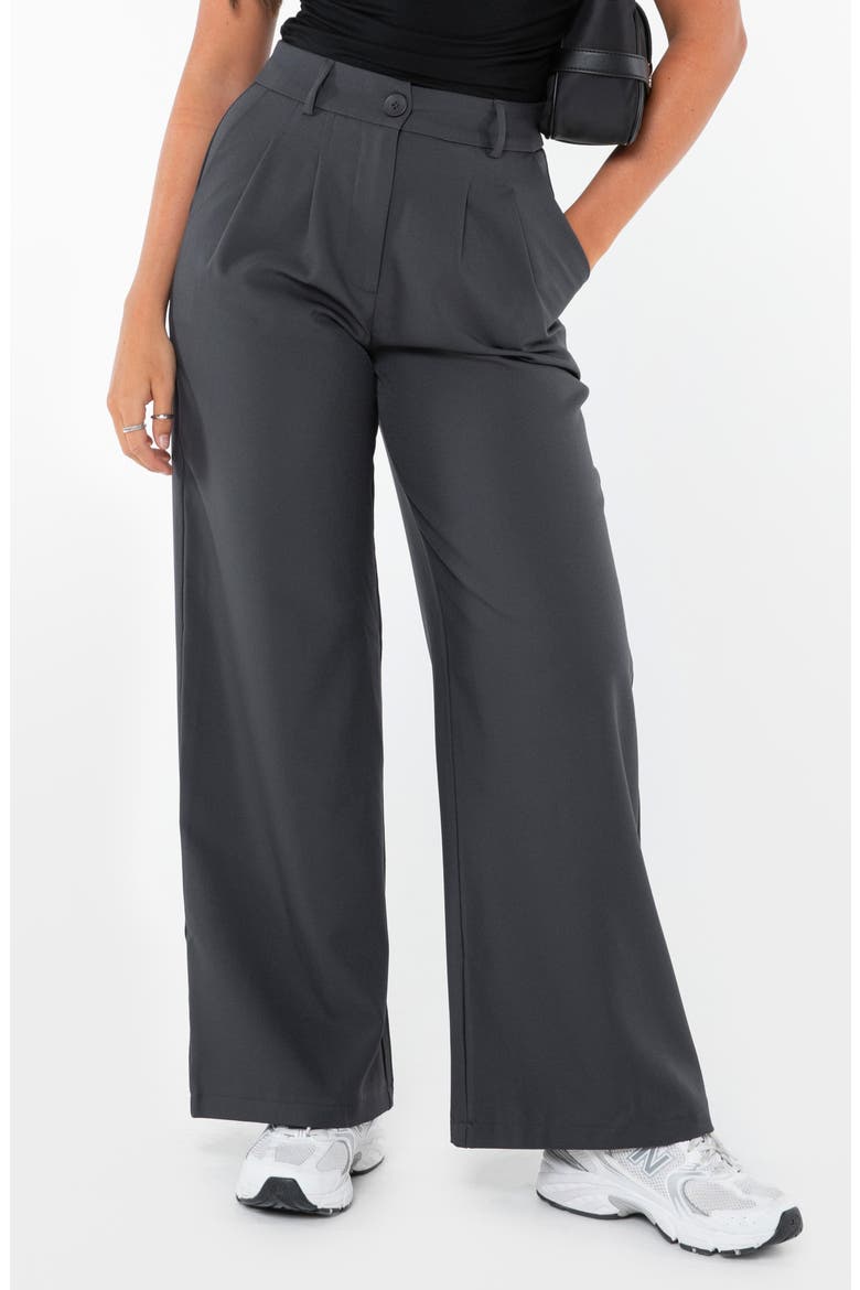 Archer Pleated Wide Leg Pants, Main, color, CHARCOAL