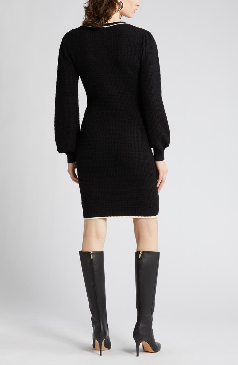 ZOE AND CLAIRE Long Sleeve Tweed Minidress, Alternate, color, Black