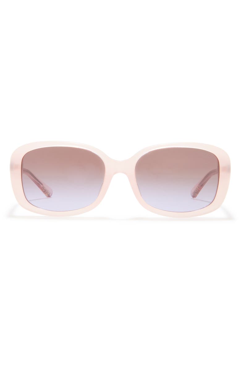 COACH 55mm Rectangle Sunglasses, Main, color, Milky Pink / Grey Gradient
