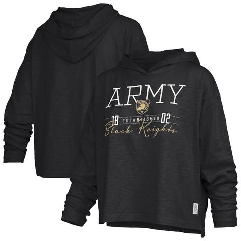 Women's Pressbox  Black Army Black Knights Castillo Slub Waist Length Long Sleeve Hooded T-Shirt