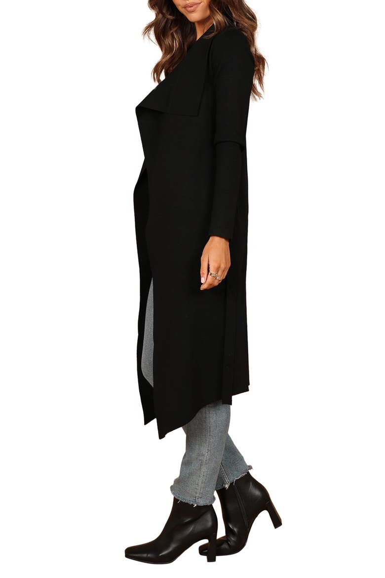 Audrina Tie Front Longline Cardigan, Alternate, color, BLACK