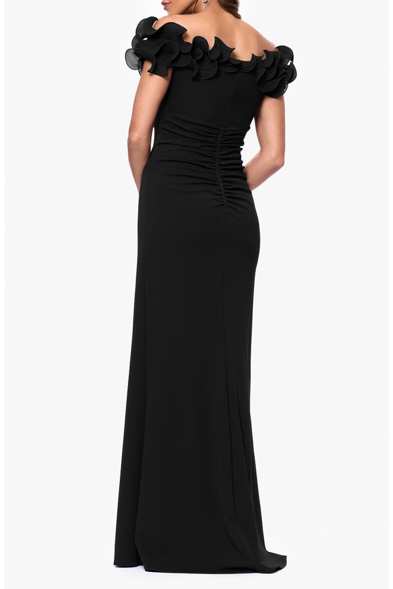 Lace Detail Off the Shoulder Sheath Gown, Alternate, color, BLACK