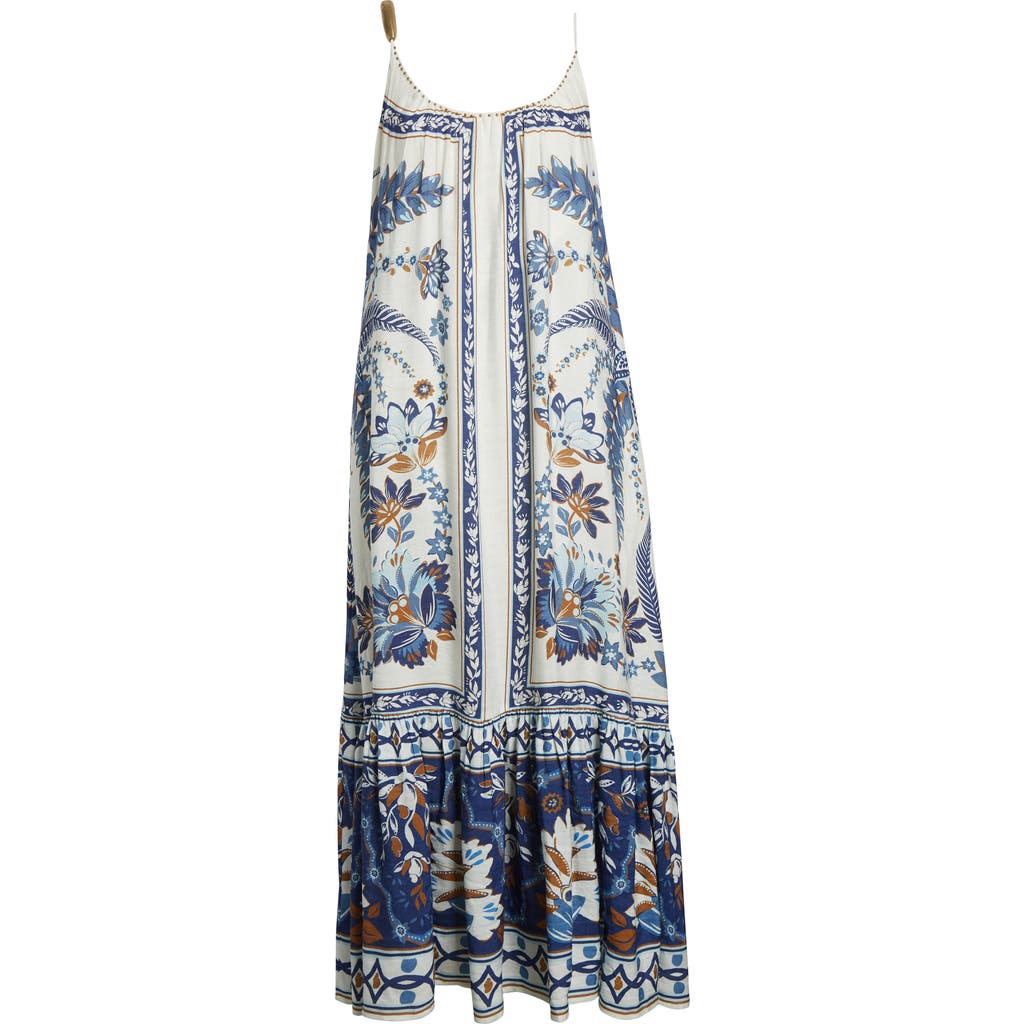 Farm Rio Ana Tapestry Linen Blend Sundress In Off-white