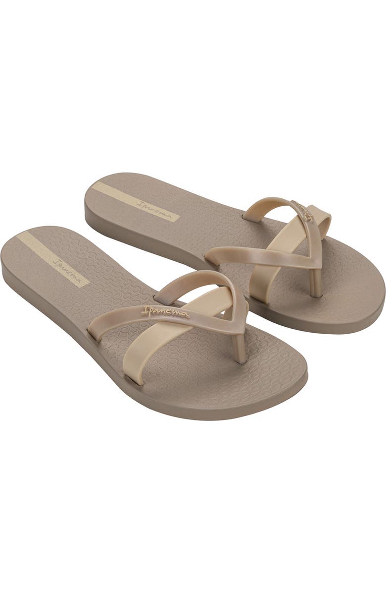 Ipanema 'Kirei Silk' Flip Flop, Main, color, Beige/Metallic Beige