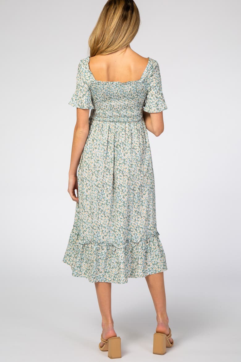 floral Ruffle Midi Dress, Alternate, color, Light Blue