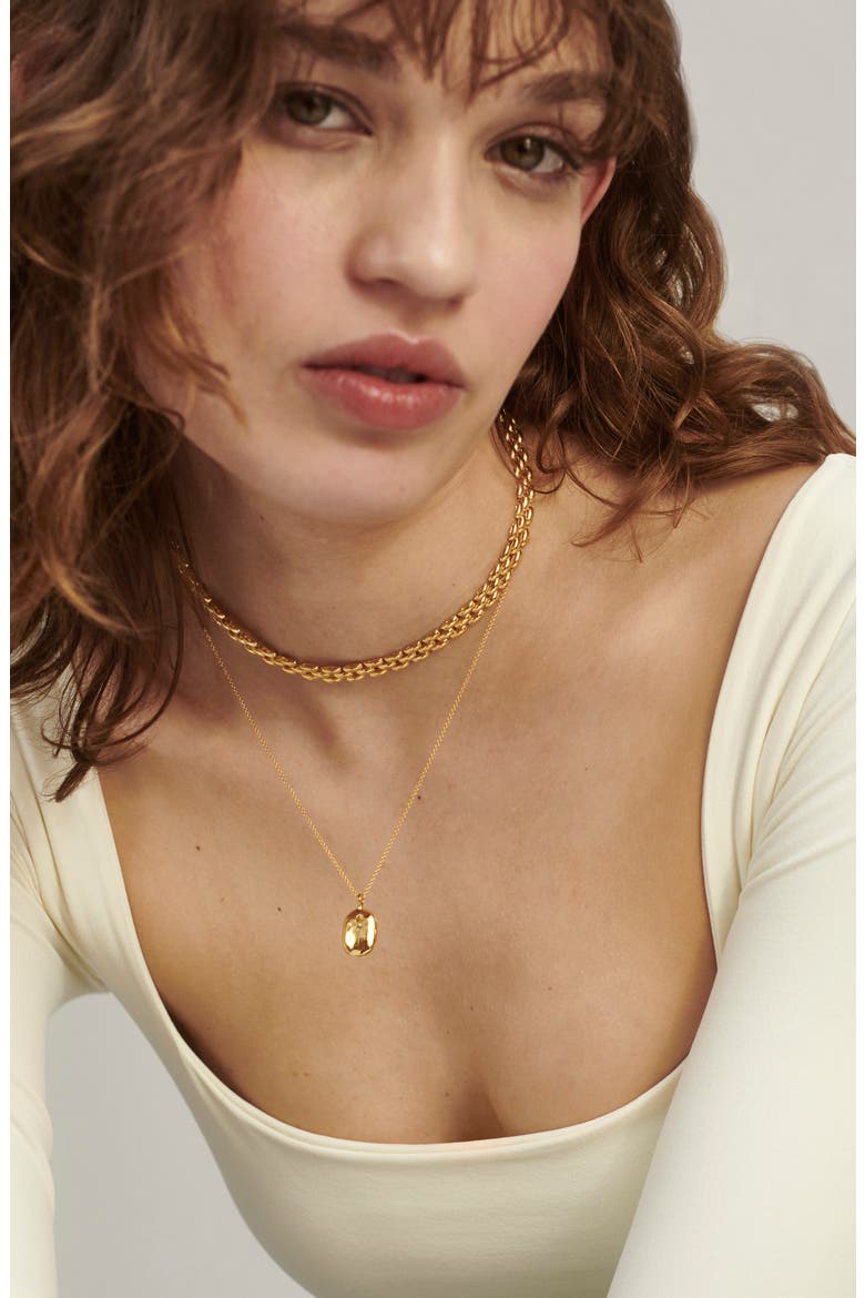 Mini ID Locket Necklace, Alternate, color, 18CT GOLD VERMEIL/SS