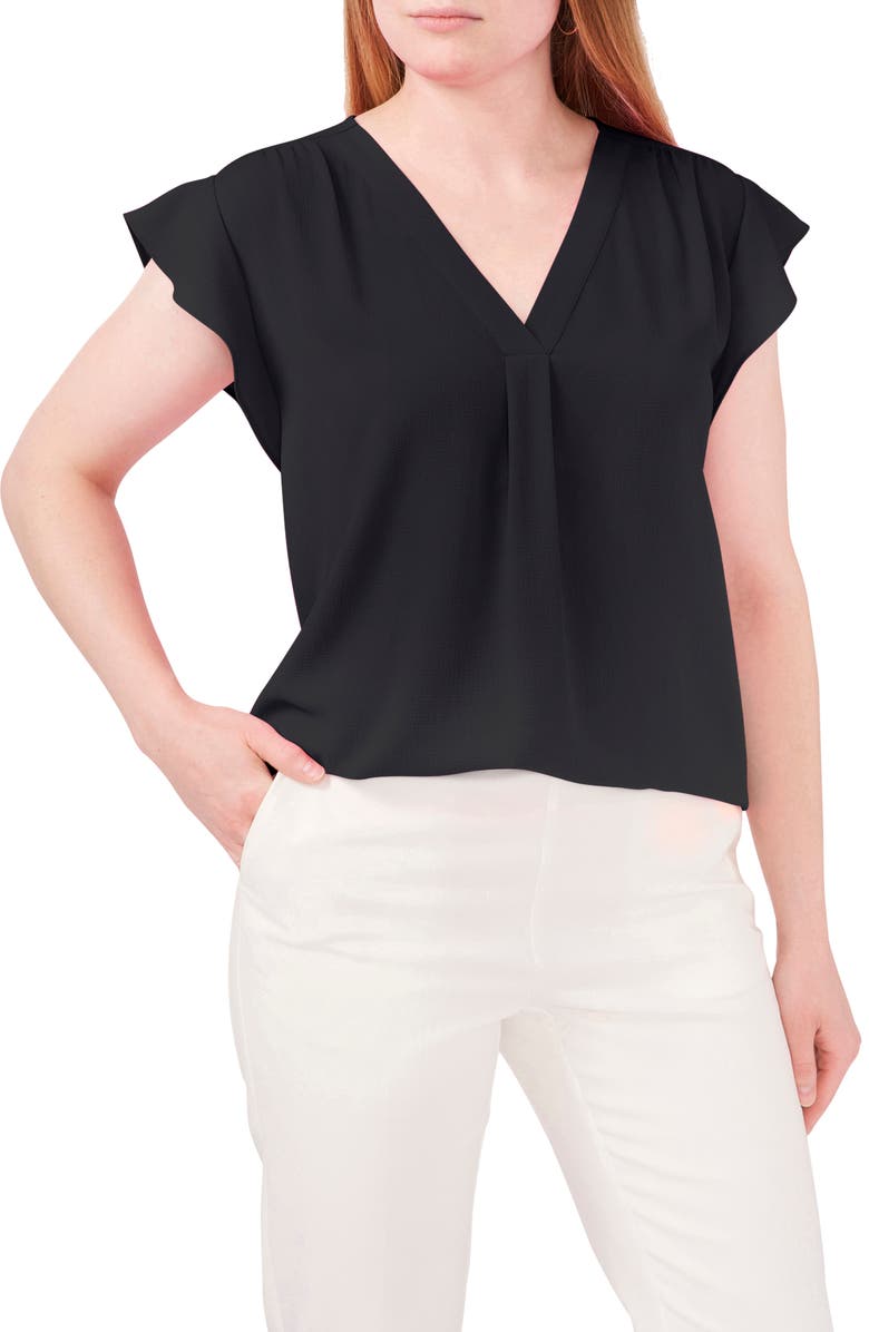Chaus Flutter Sleeve V-Neck Blouse, Main, color,
