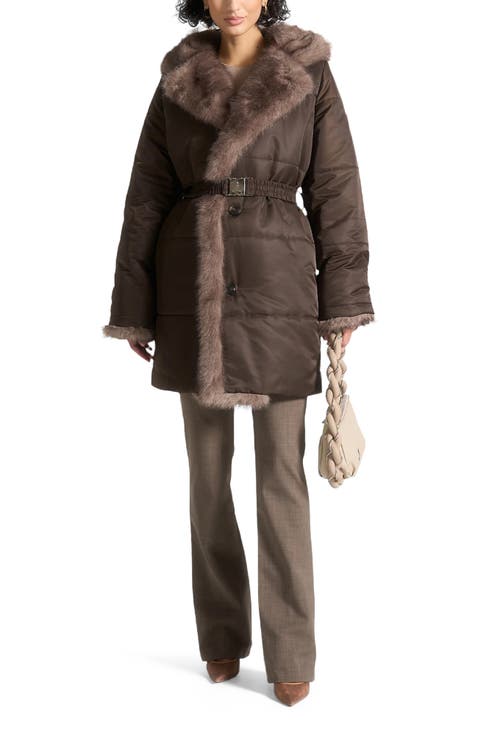 Alima Fur Longline Belted Coat