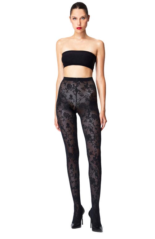 Wolford Floral Tights In Navy