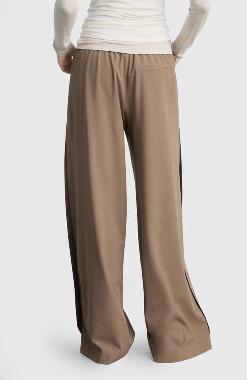 Mango Wide Leg Pull-on Pants In Medium Brown