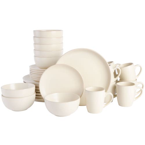 Gibson Home Everyday Essential 32-piece Stoneware Dinnerware Set, Service For 8 In White