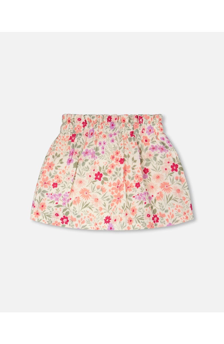 Deux par Deux Muslin Flared Printed Flowers Skort, Alternate, color, Off White Printed Flowers