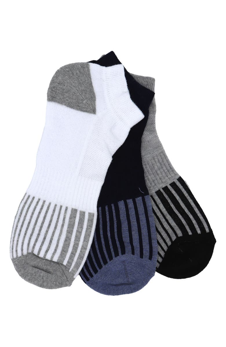 Lorenzo Uomo 3-Pack Ankle Socks, Main, color, Grey/ Blue/ White