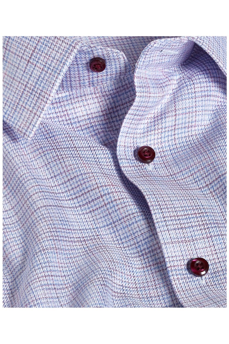Trim Fit Check Cotton Dress Shirt, Alternate, color, BLUE/ MERLOT