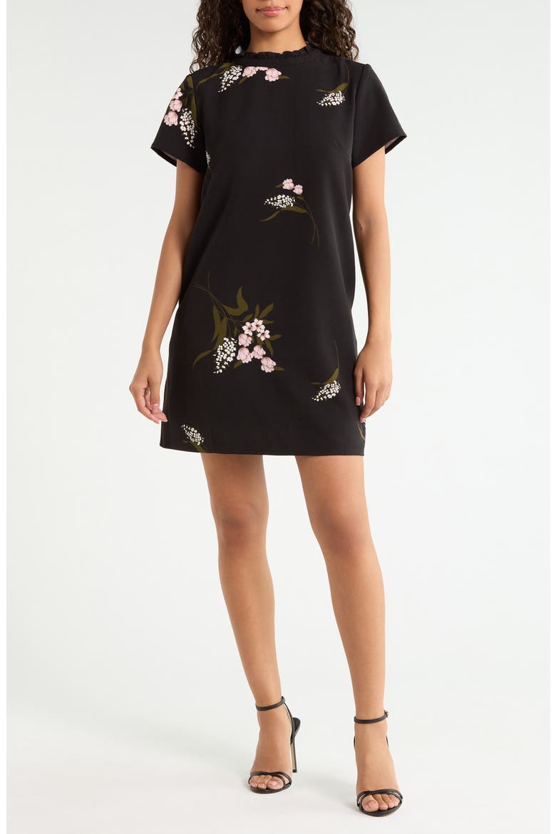 Rickie Floral Print Shift Minidress, Main, color, BLACK-MULTI