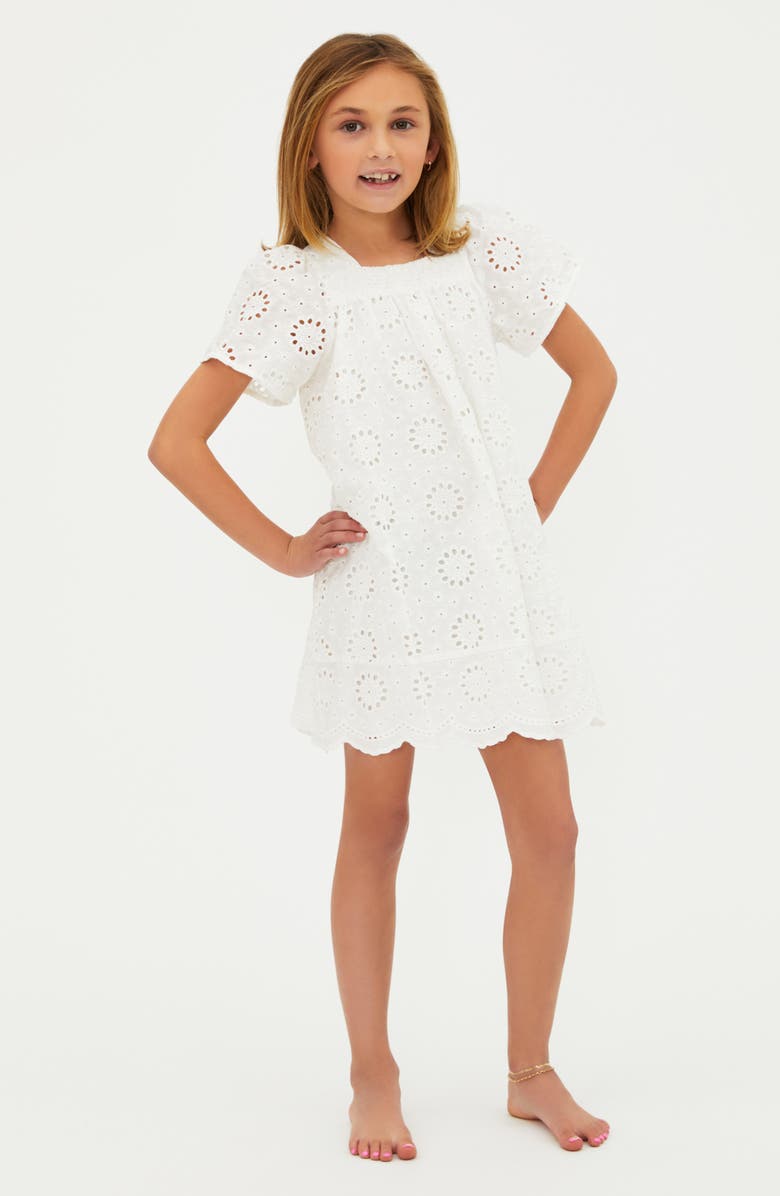 Beach Riot Kids' Little Ollie Eyelet Cotton Cover-Up Dress, Alternate, color, White